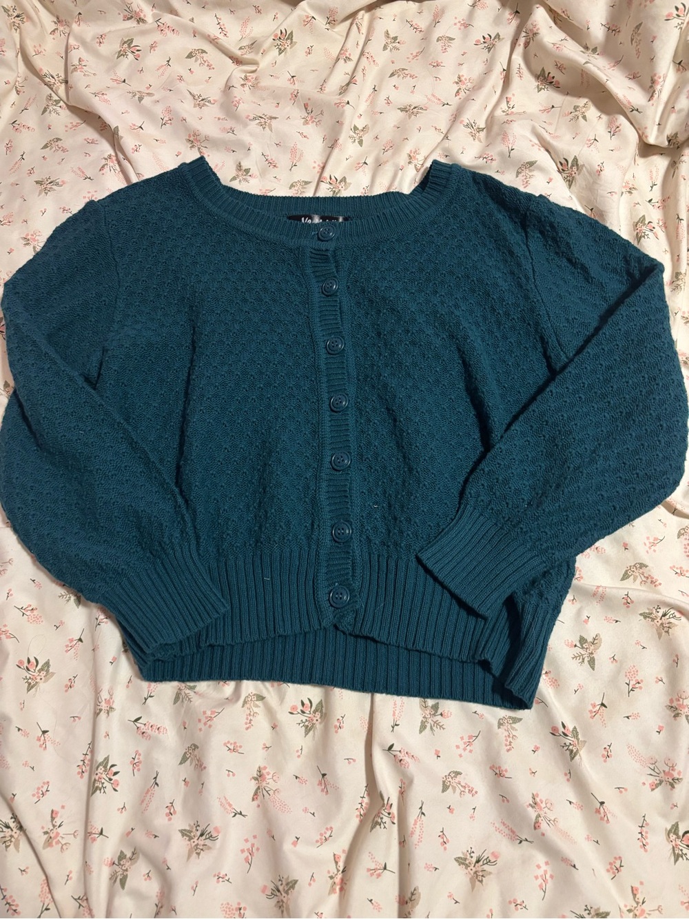 Teal Button-Front Women's Sweater Cardigan